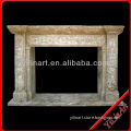 Carved Yellow Travertine Fireplace With Cheap Price YL-B048